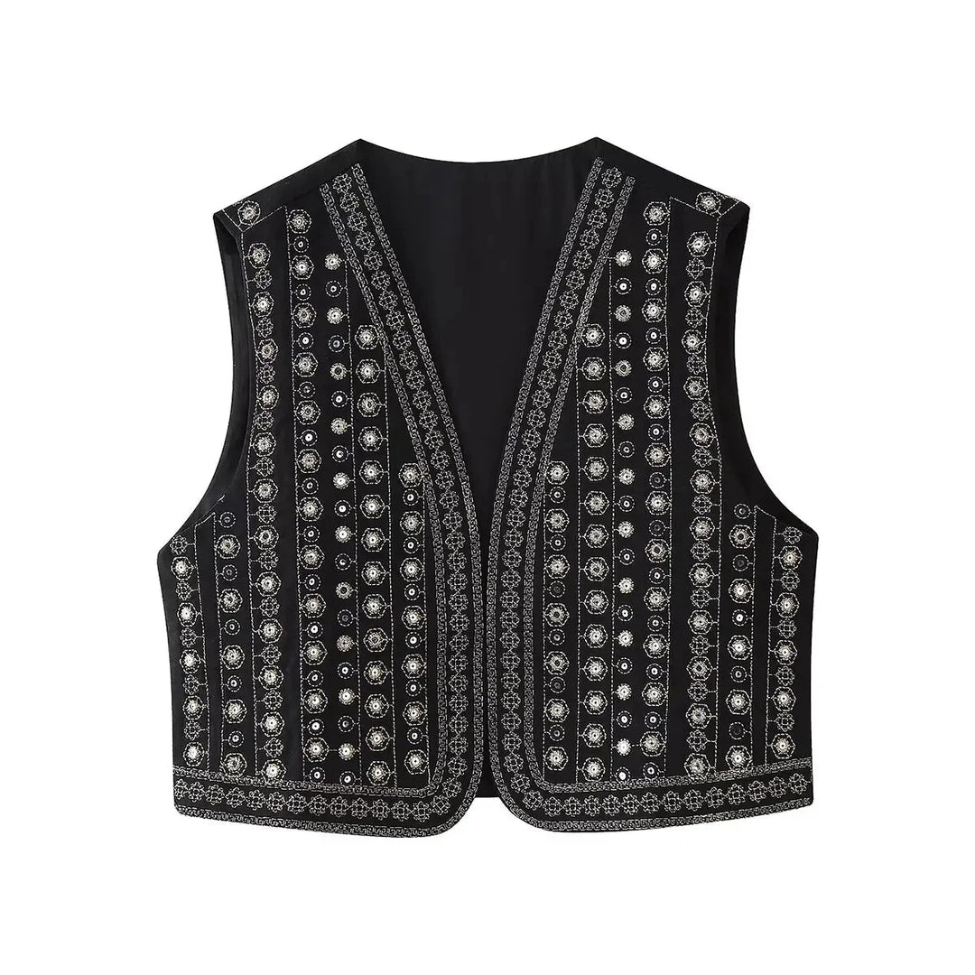 Jane Mirror Embroidered Boho Vest