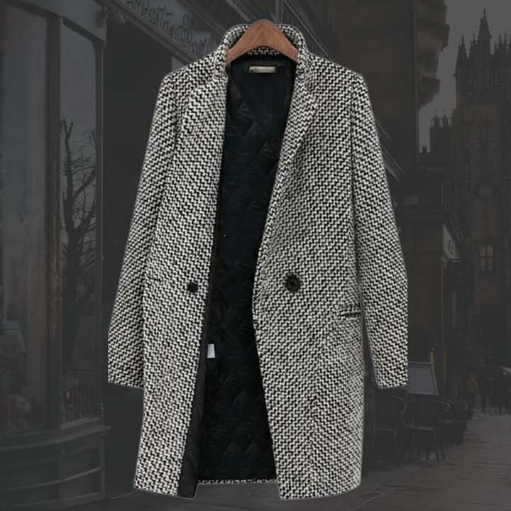 Nora Houndstooth-Pattern Long Coat