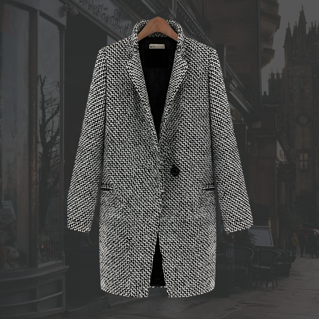 Nora Houndstooth-Pattern Long Coat