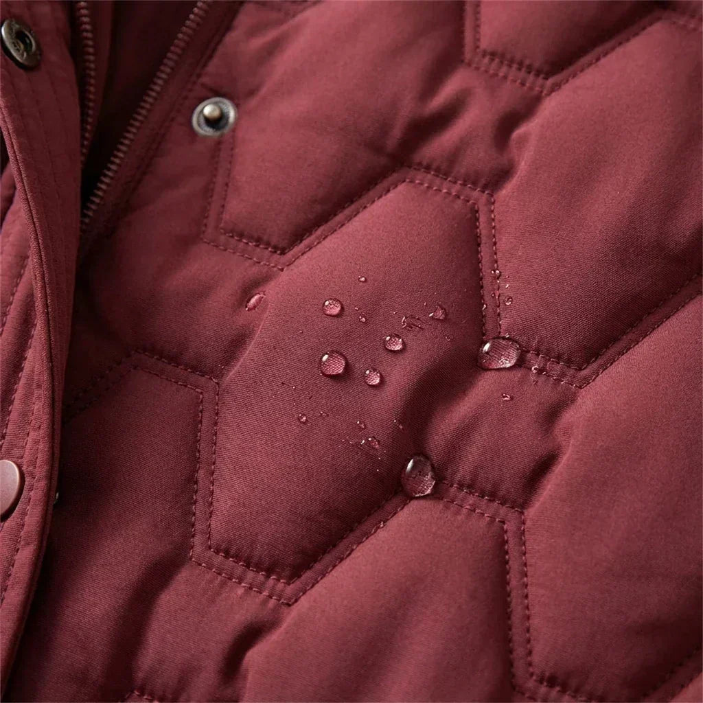 Quilted Hooded Long Coat with Side Pockets