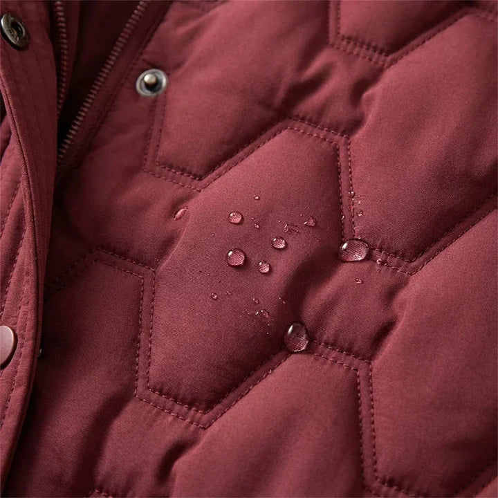 Quilted Hooded Long Coat with Side Pockets