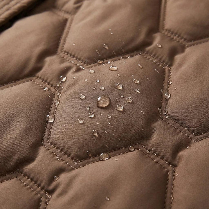 Quilted Hooded Long Coat with Side Pockets