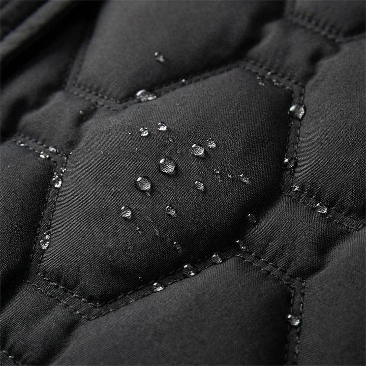 Quilted Hooded Long Coat with Side Pockets
