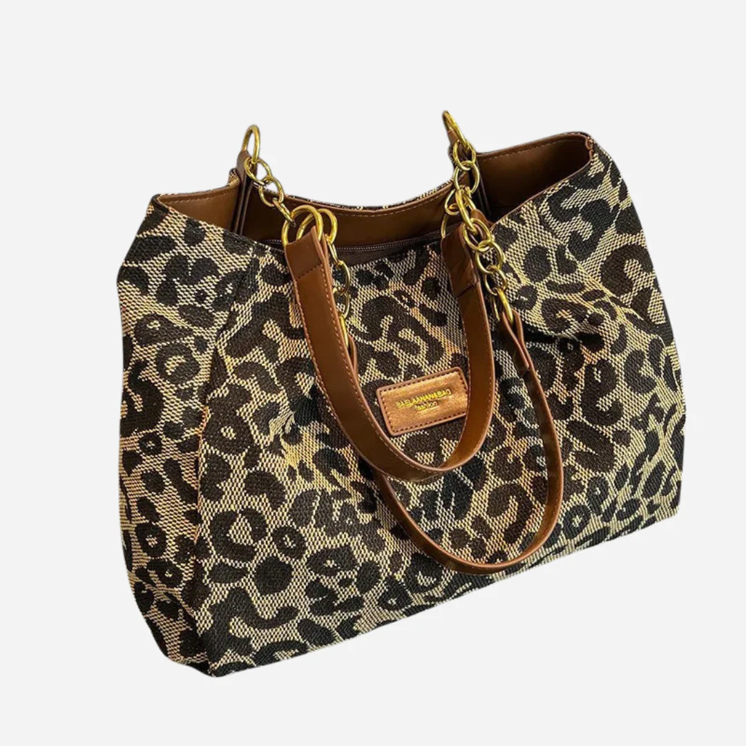 Impressive Canvas Shopping Bag with Leopard Print