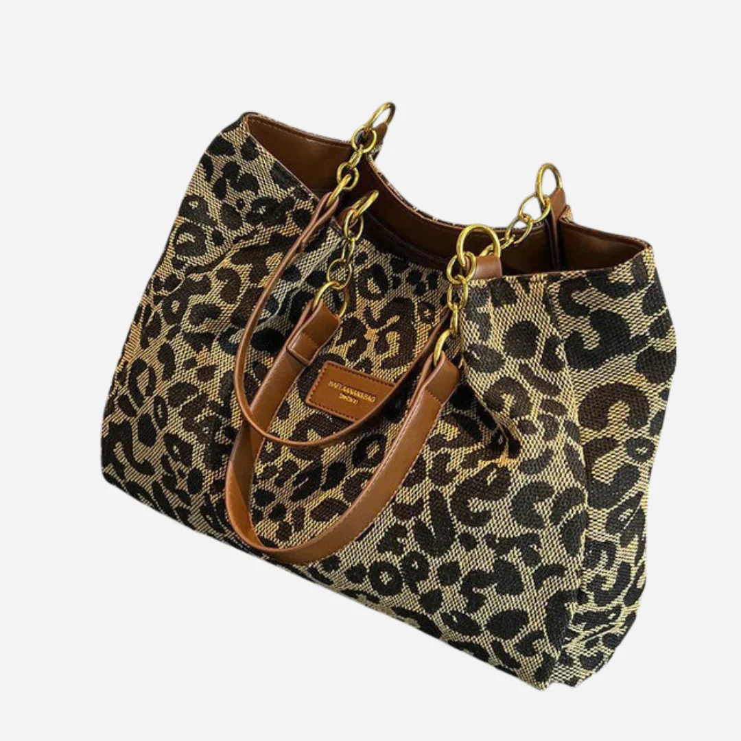 Impressive Canvas Shopping Bag with Leopard Print