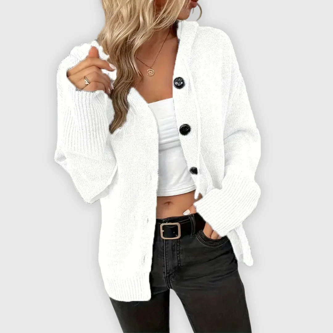 Relaxed Fit Hooded Sweatshirt with Front Button Detail