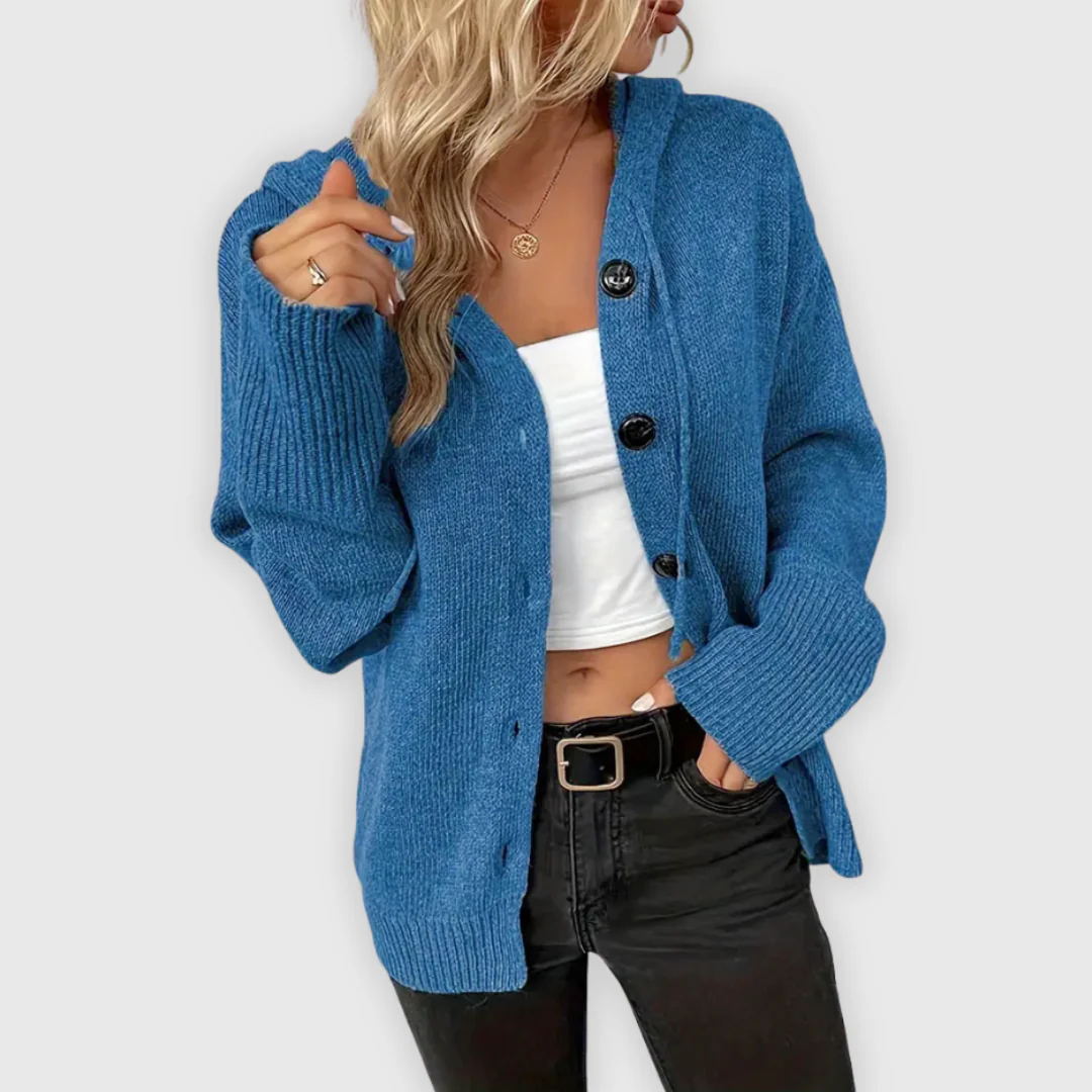 Relaxed Fit Hooded Sweatshirt with Front Button Detail