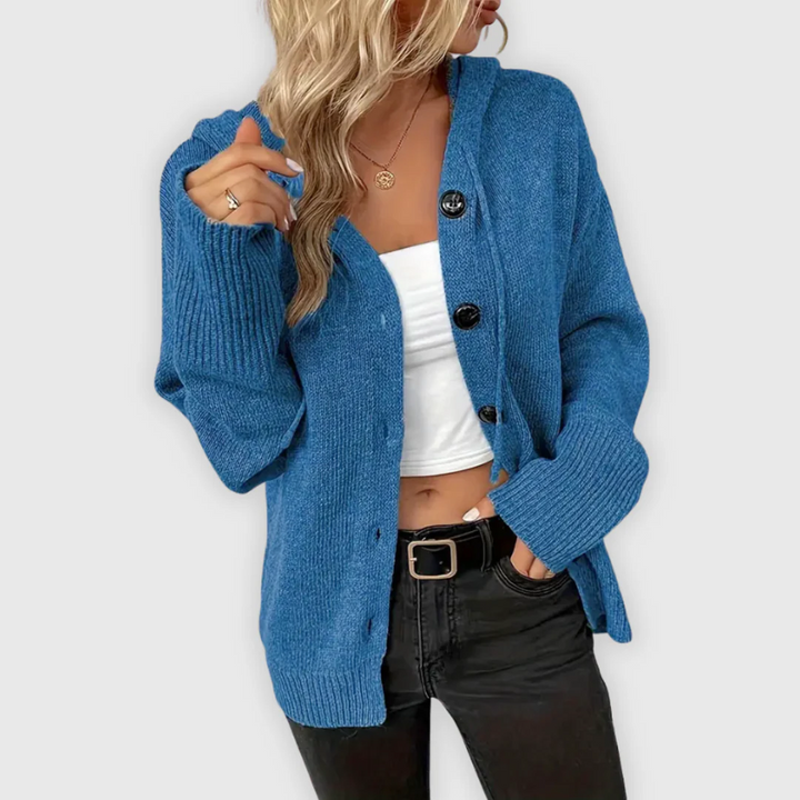 Relaxed Fit Hooded Sweatshirt with Front Button Detail