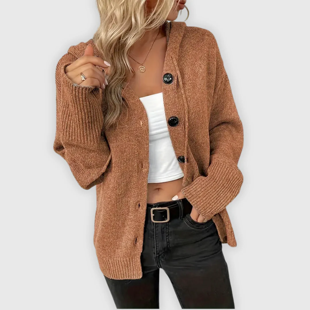 Relaxed Fit Hooded Sweatshirt with Front Button Detail