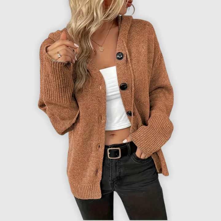 Relaxed Fit Hooded Sweatshirt with Front Button Detail