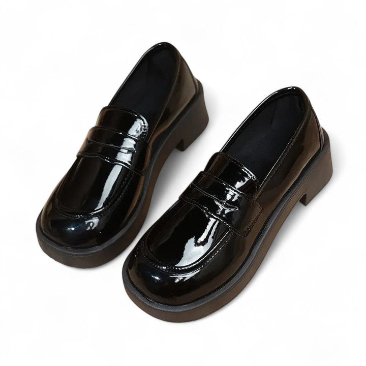 Glossy High-Sole Loafers
