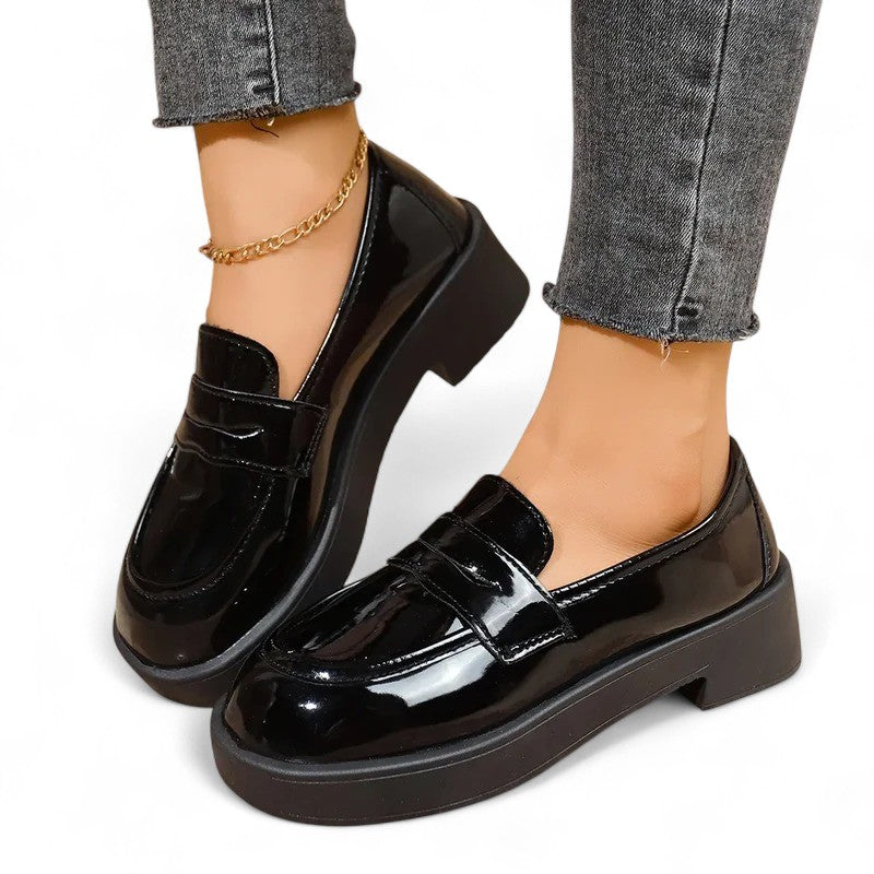 Glossy High-Sole Loafers