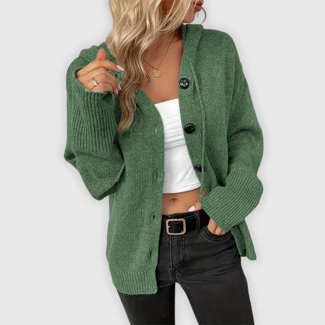 Relaxed Fit Hooded Sweatshirt with Front Button Detail