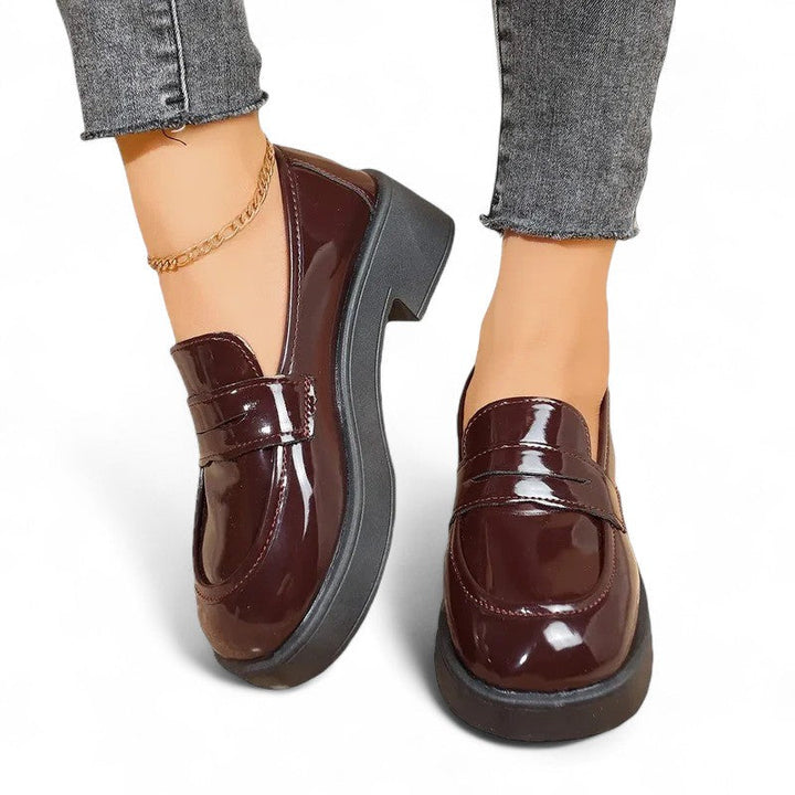 Glossy High-Sole Loafers