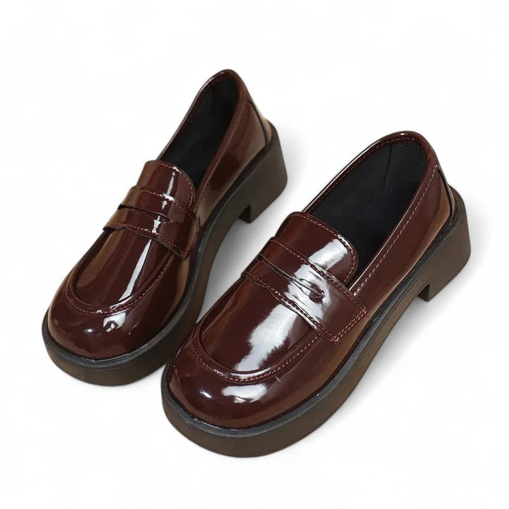 Glossy High-Sole Loafers