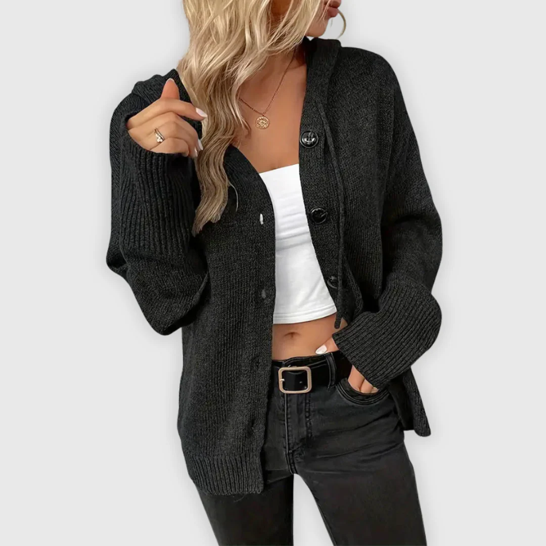 Relaxed Fit Hooded Sweatshirt with Front Button Detail