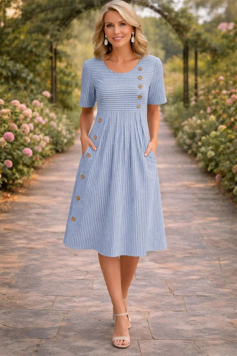 Eva - Striped Midi Dress