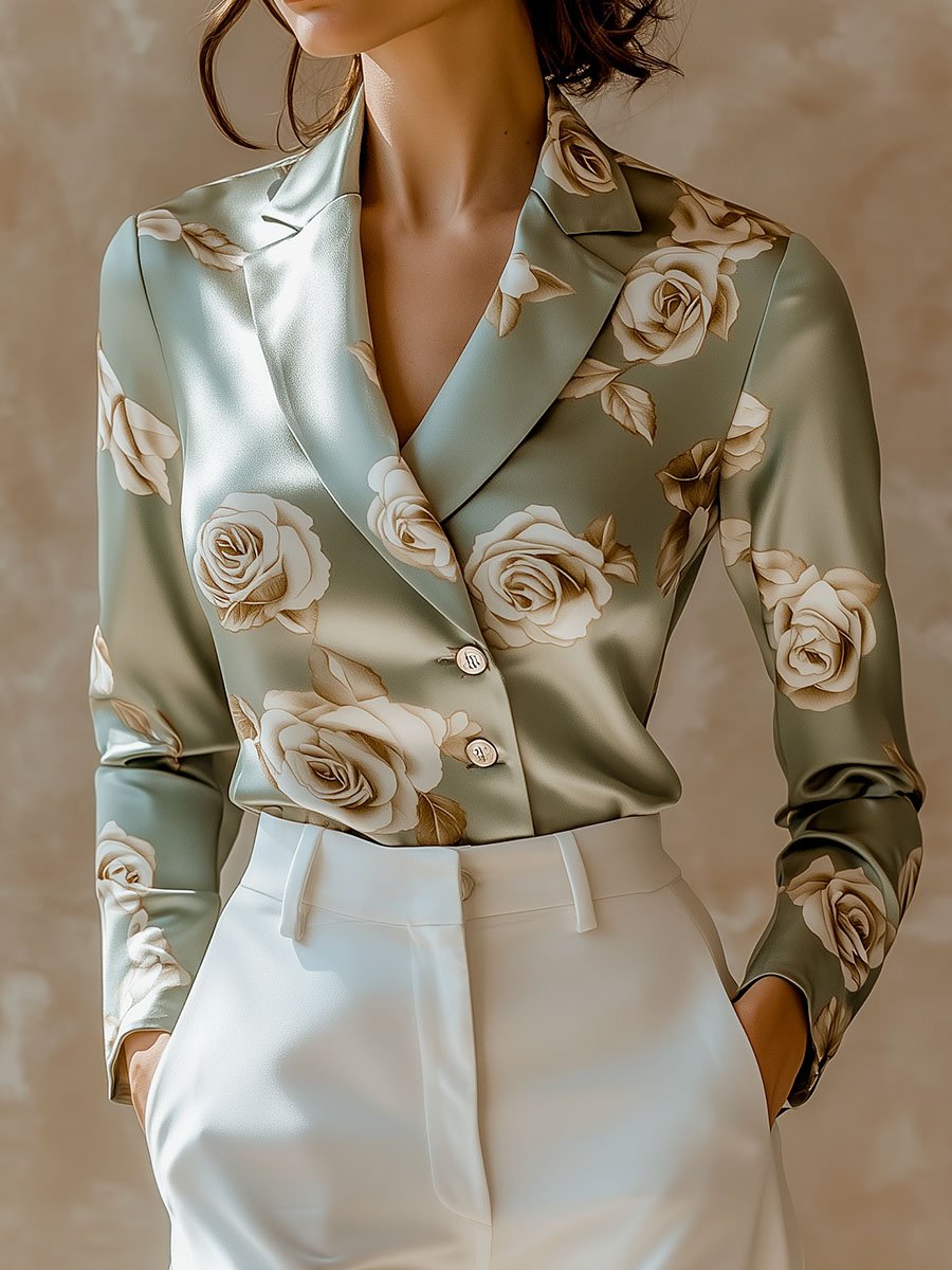 Chic Pink Satin Blouse with Side Button Detail
