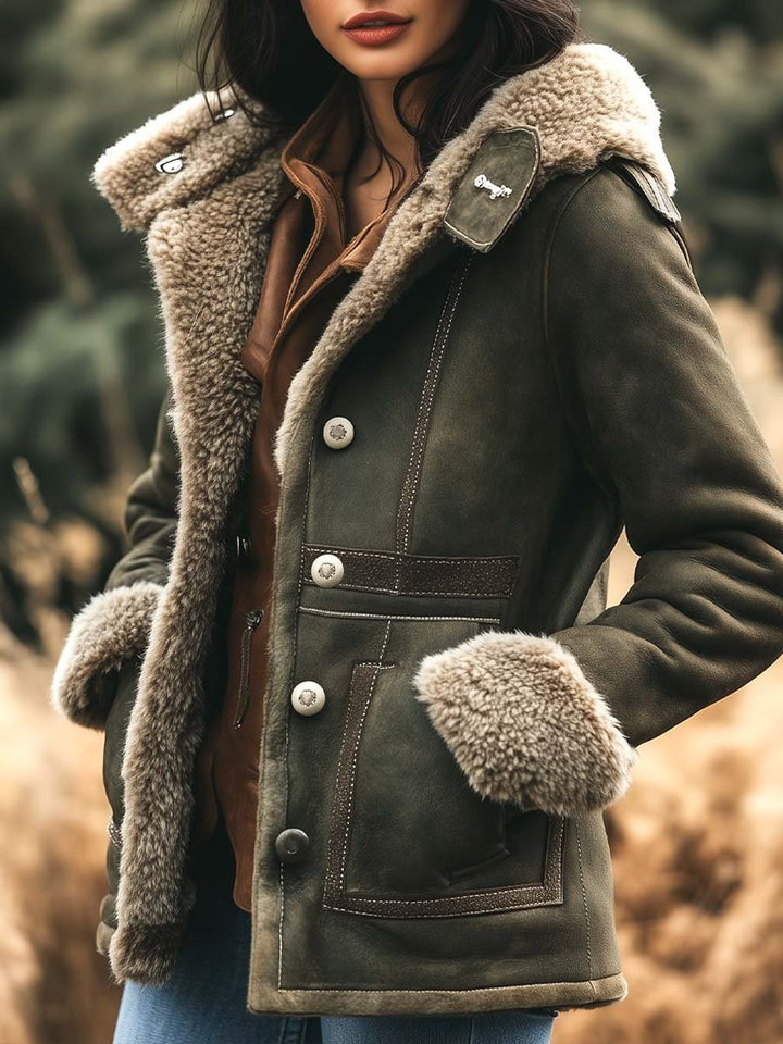 Vintage-Inspired Women's Thick Suede Jacket