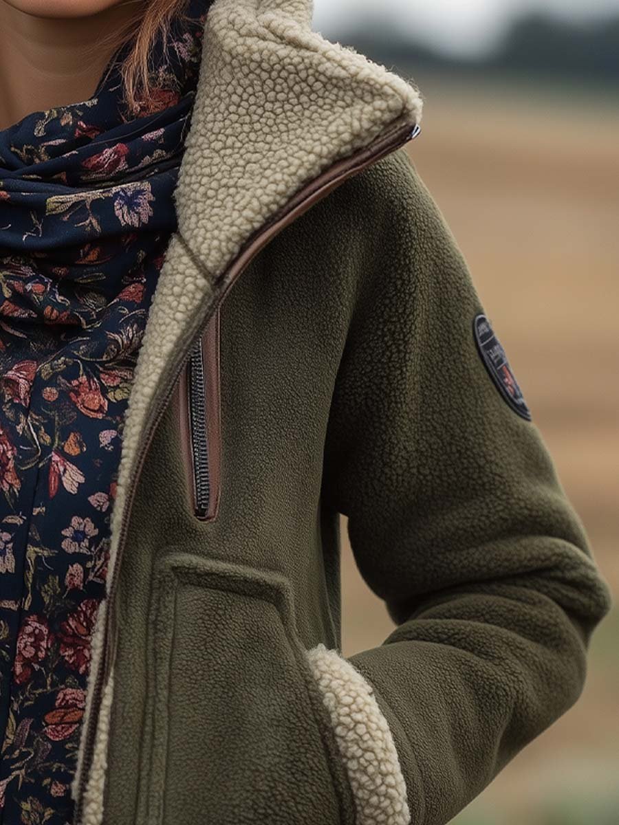 Retro Sherpa-Lined Jacket for Women