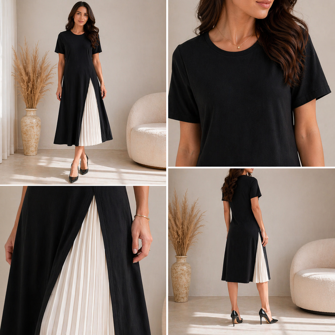 Leila | Midi Dress Featuring Elegant Mesh Accents