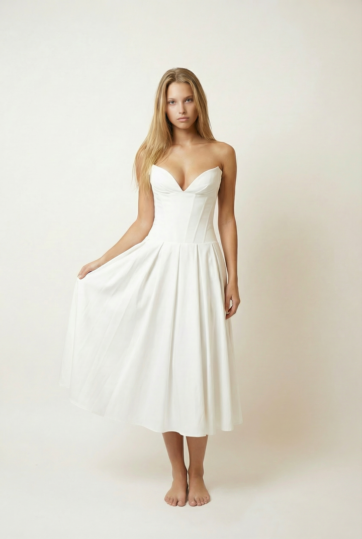 Midi Dress with Structured Bra - No Straps