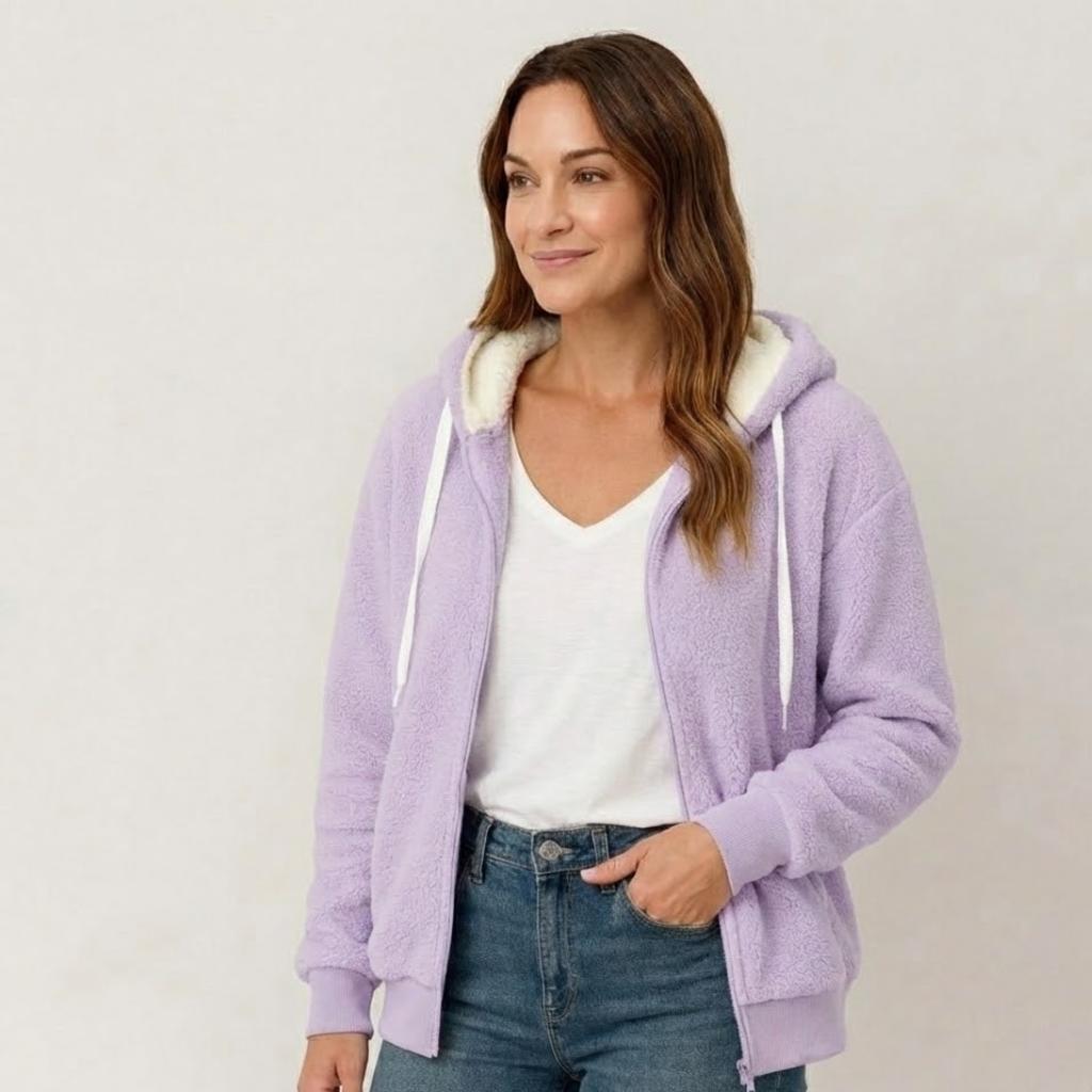 Women's Hooded Fleece Jacket with Front Zipper