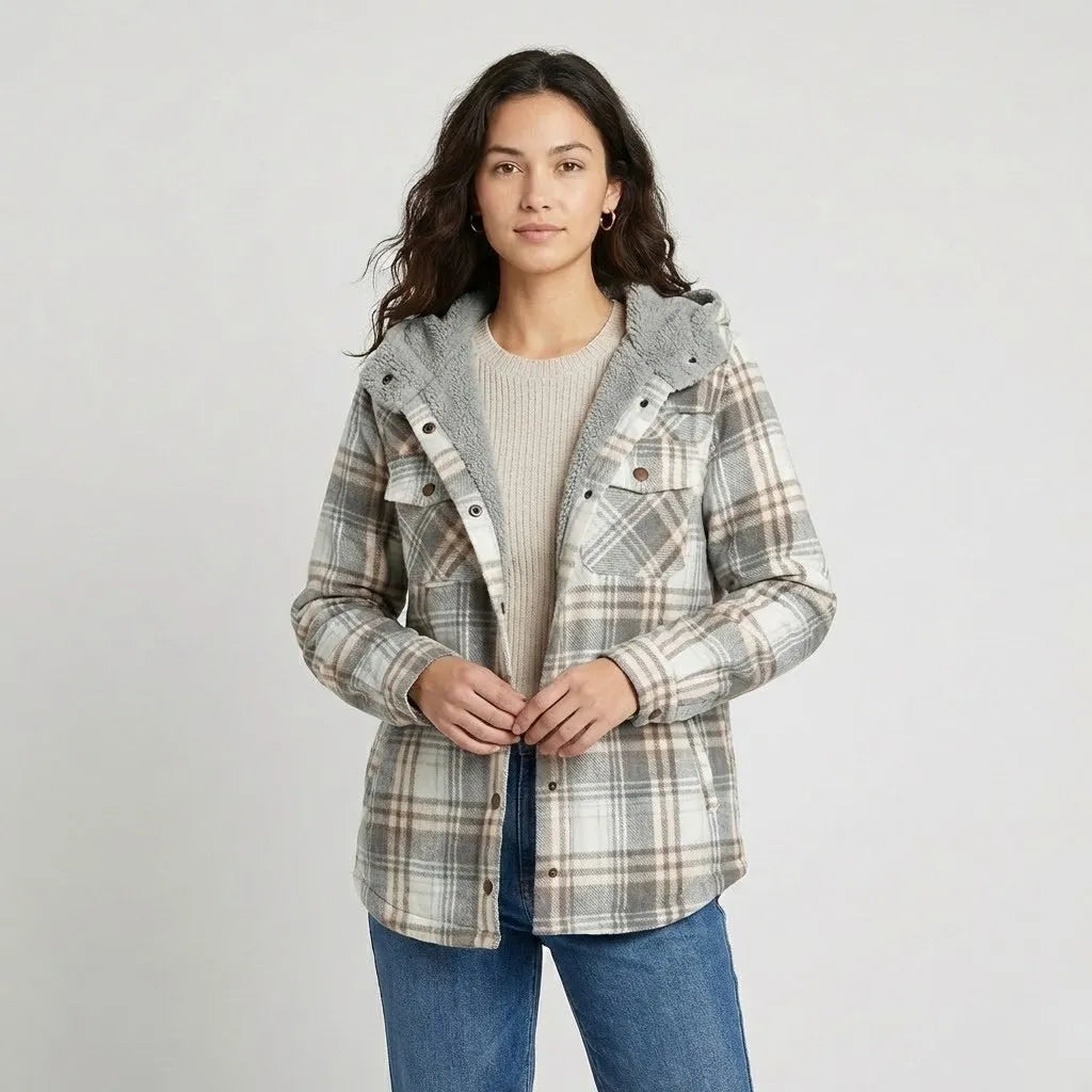 Plaid Hooded Jacket with Cozy Lining
