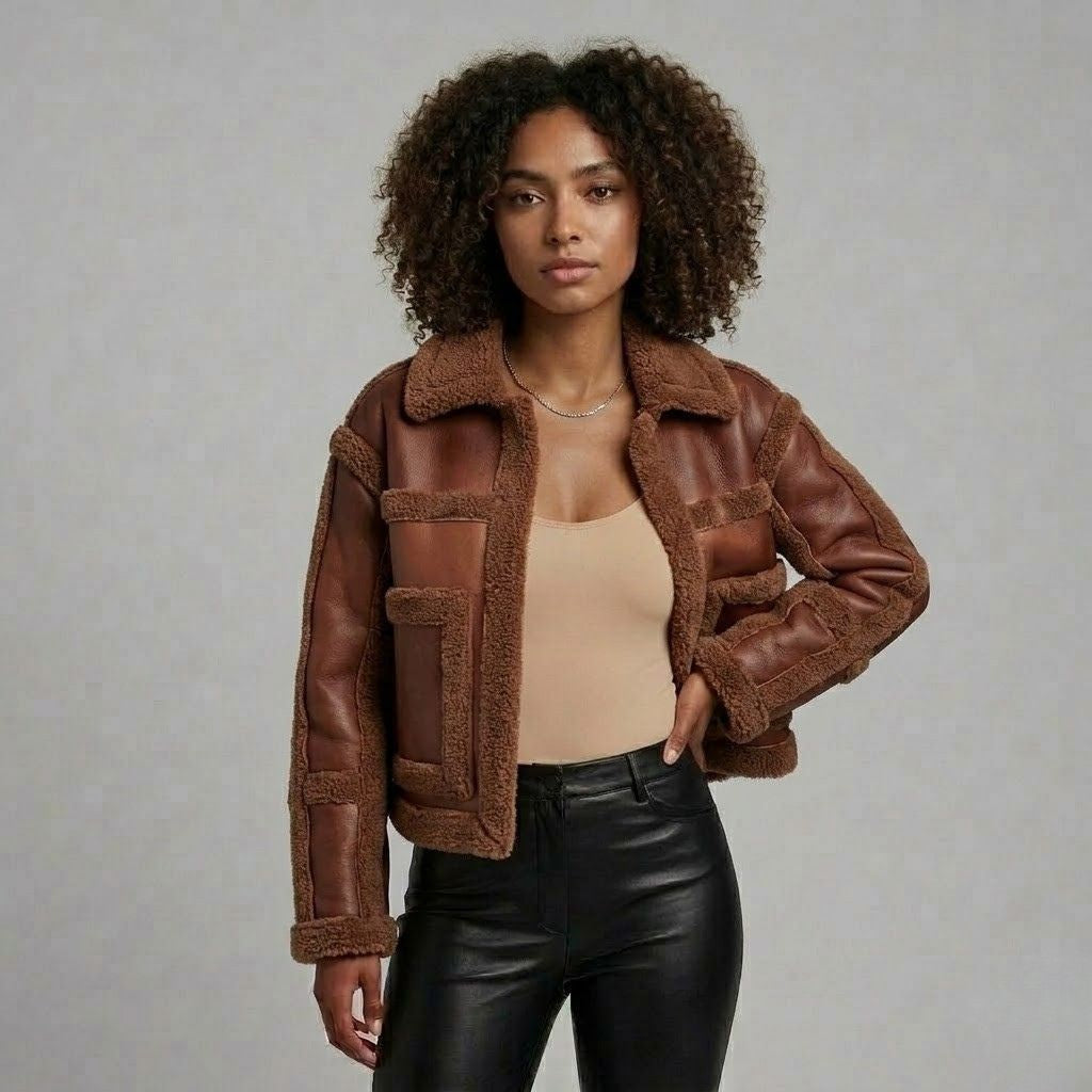 Reversible Short Jacket with a Wide Collar