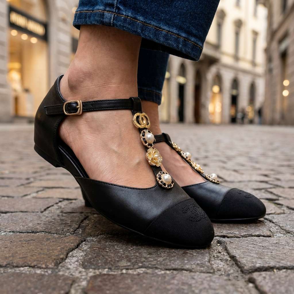 Rosalie Pearl T-Strap Ballet Flats