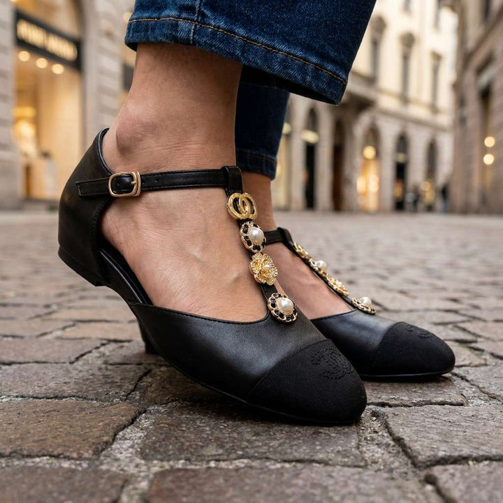 Rosalie Pearl T-Strap Ballet Flats