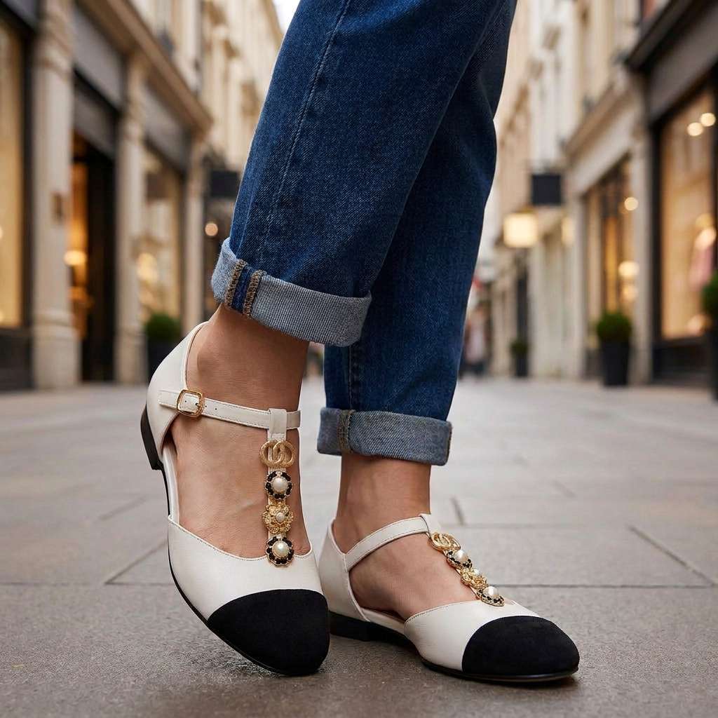 Rosalie Pearl T-Strap Ballet Flats