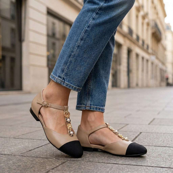 Rosalie Pearl T-Strap Ballet Flats