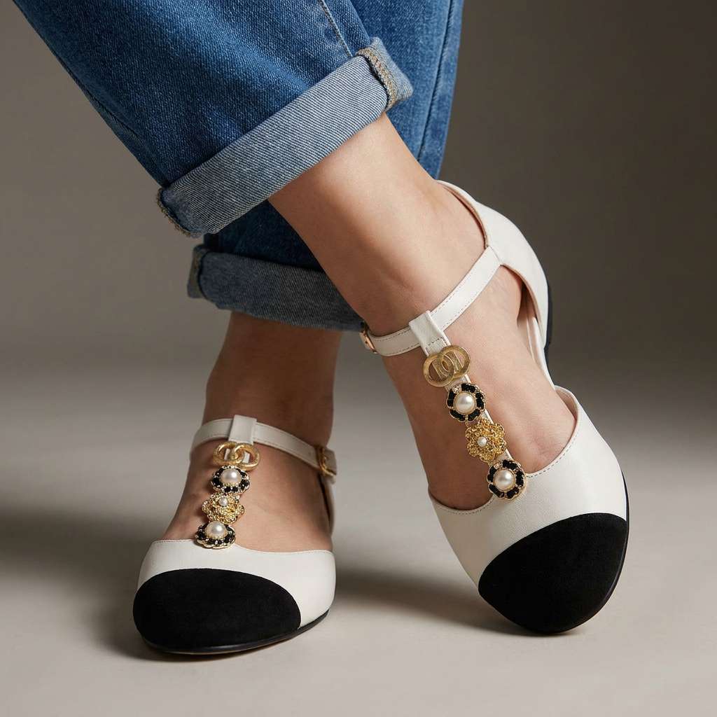 Rosalie Pearl T-Strap Ballet Flats