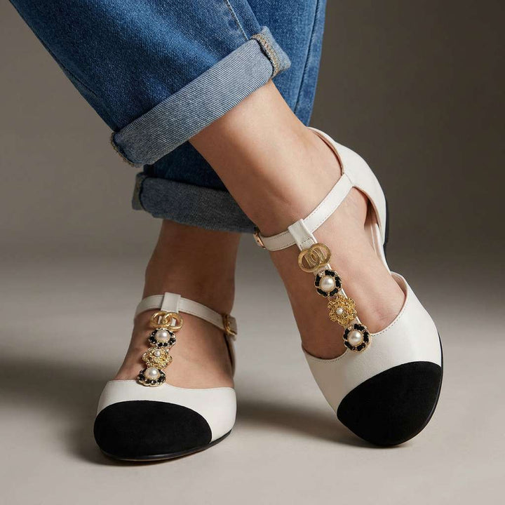 Rosalie Pearl T-Strap Ballet Flats