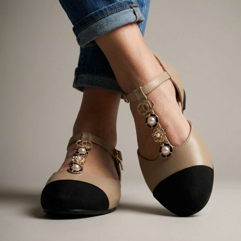 Rosalie Pearl T-Strap Ballet Flats