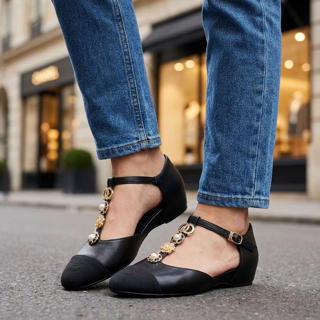 Rosalie Pearl T-Strap Ballet Flats