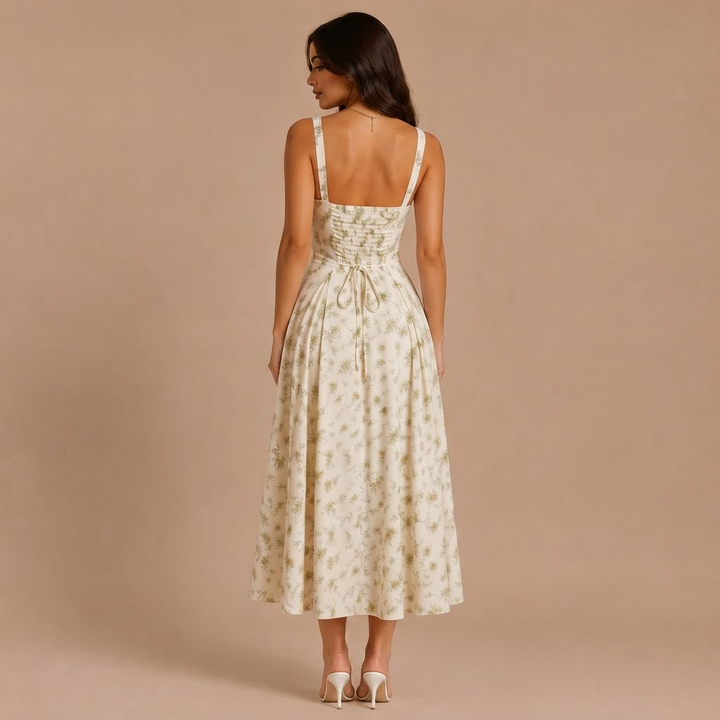 Floral Midi Dress with Belt