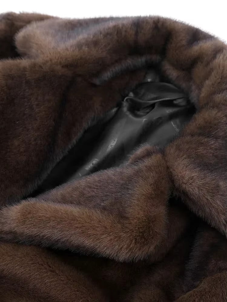 Women's Long Winter Coat Featuring Faux Fur