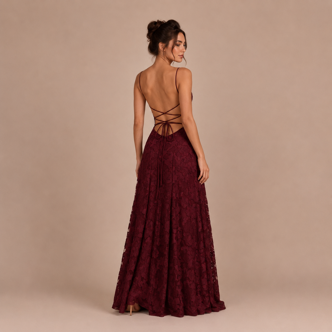 Mariana - Long Lace Dress with Open Back