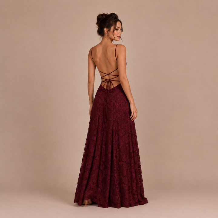 Mariana - Long Lace Dress with Open Back