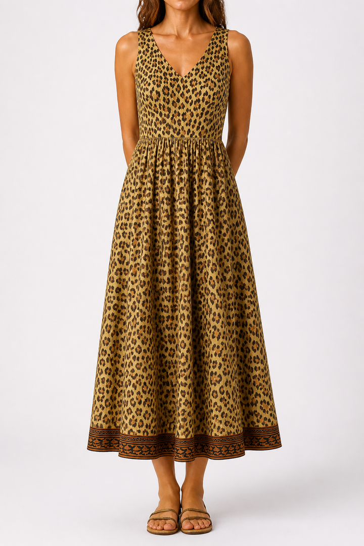 Milena | Leopard Print Midi Dress