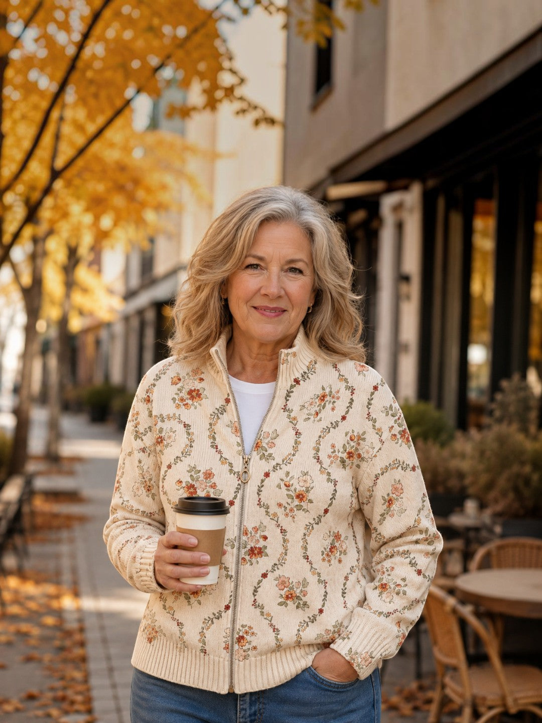 Ingrid | Cardigan with Delicate Floral Vines