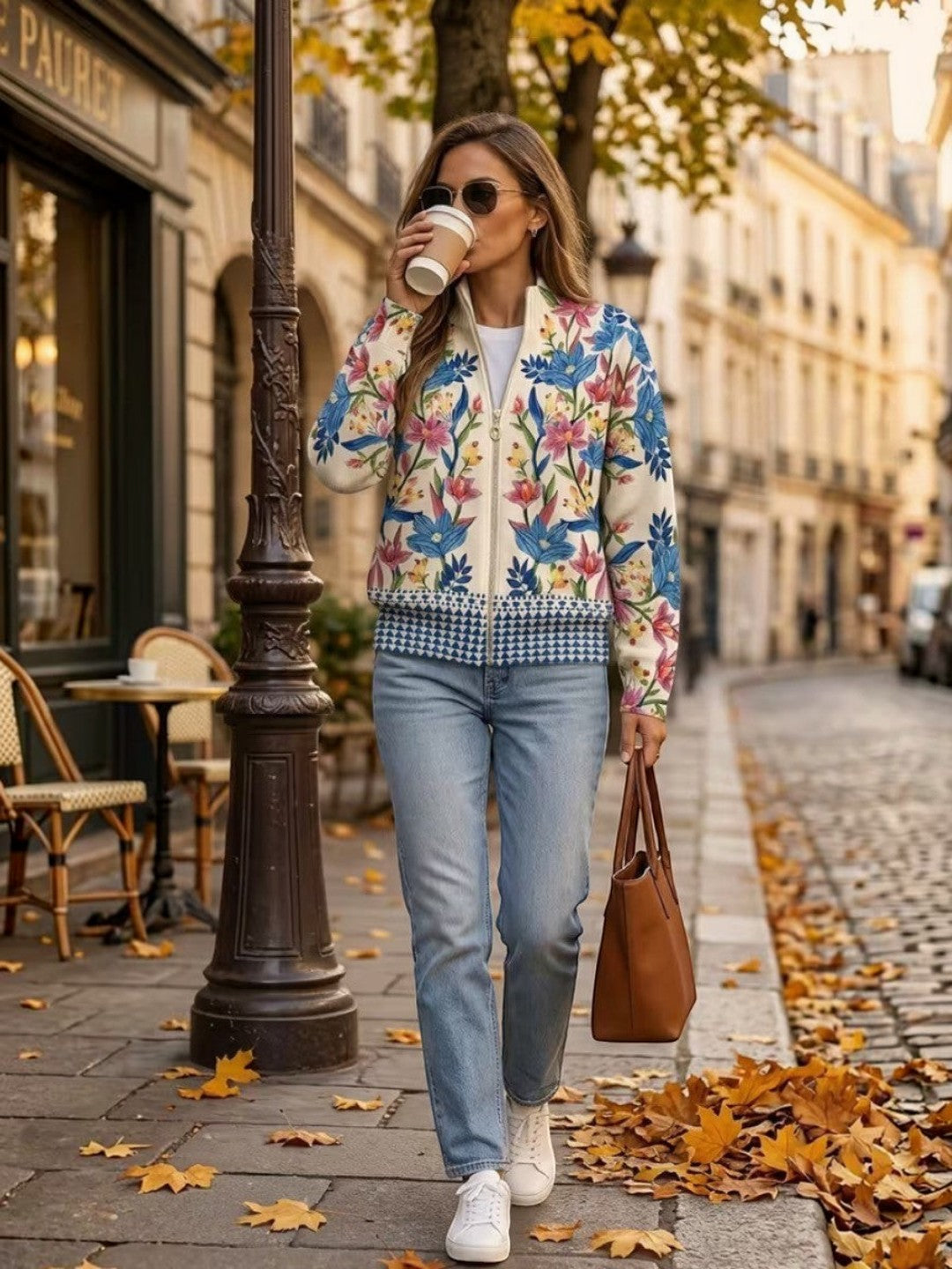 Birgit | Cardigan with Botanical Floral Design