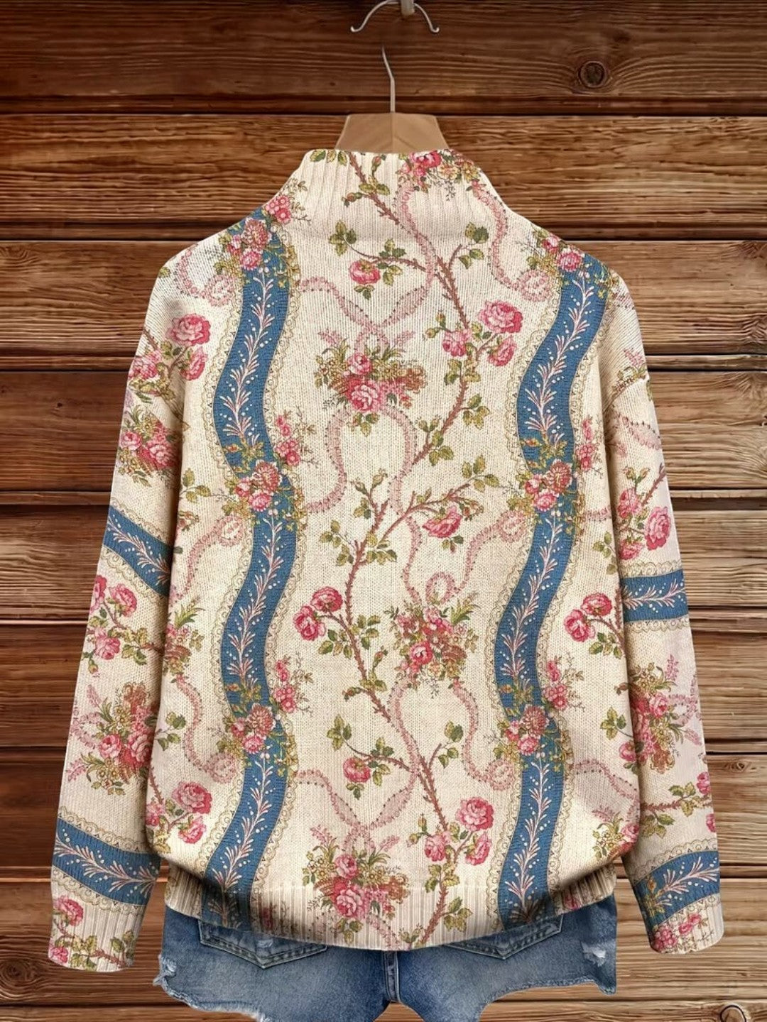 Sabine | Cardigan with Pink Wisteria Design