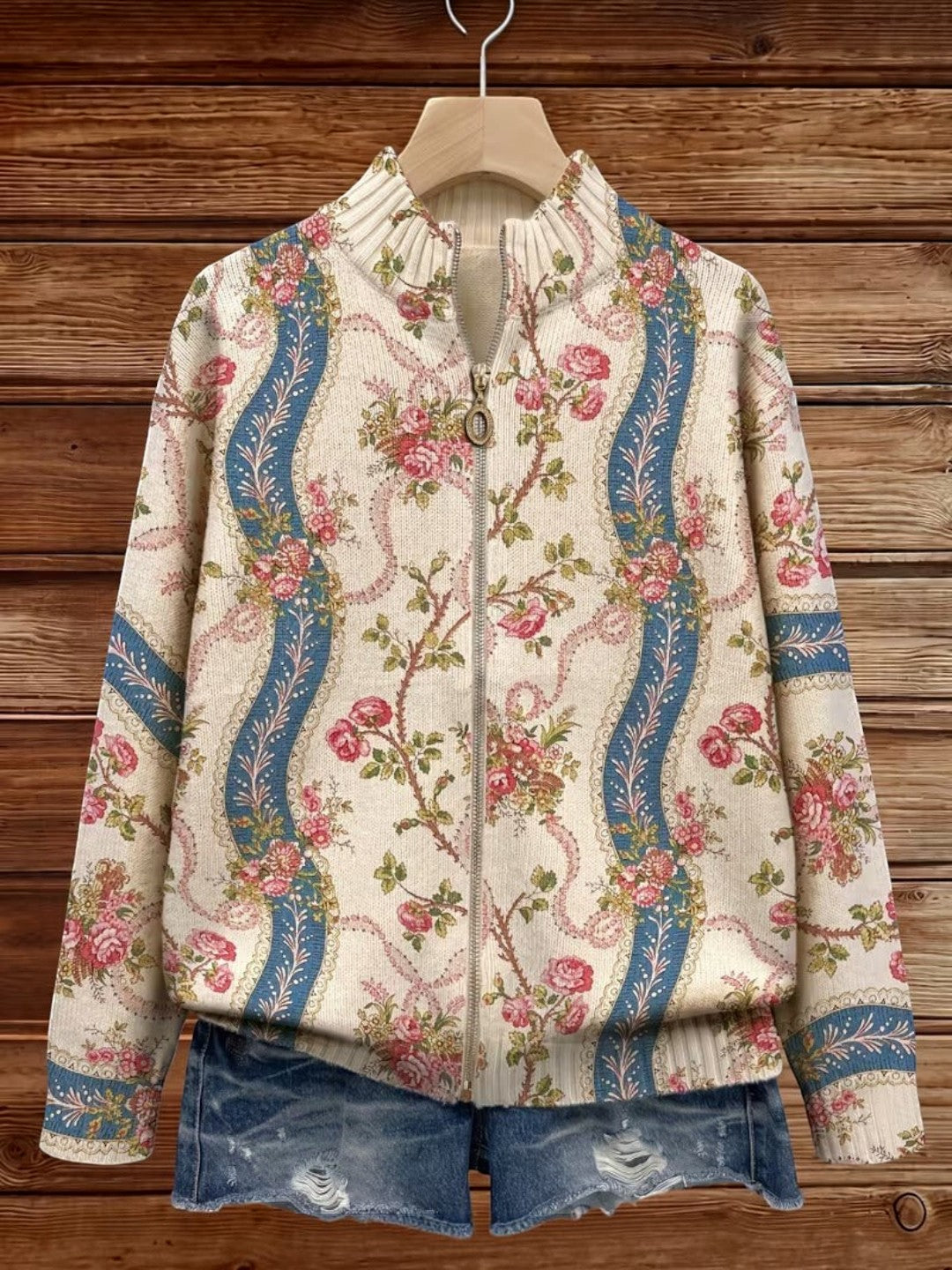 Sabine | Cardigan with Pink Wisteria Design