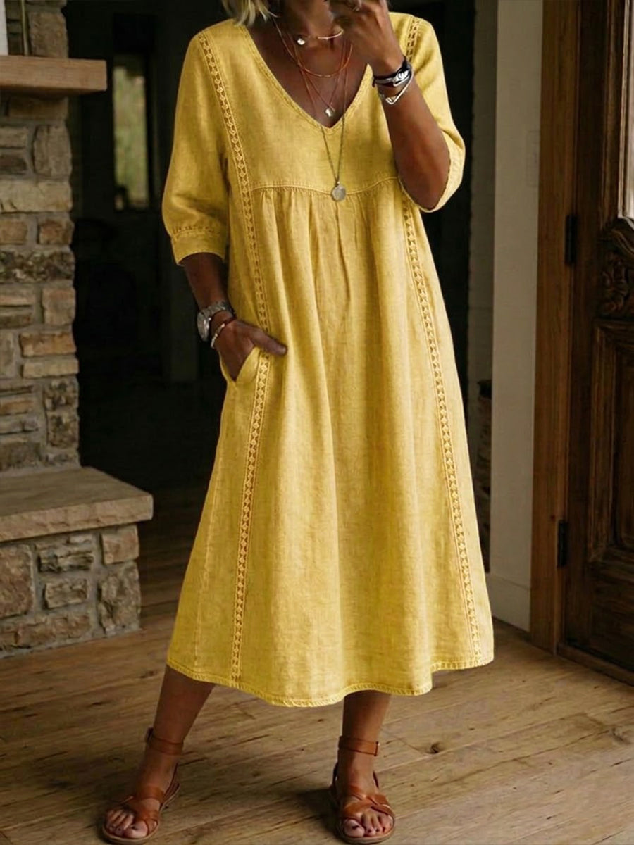 Alba | Long dress with artistic floral design made from premium cotton