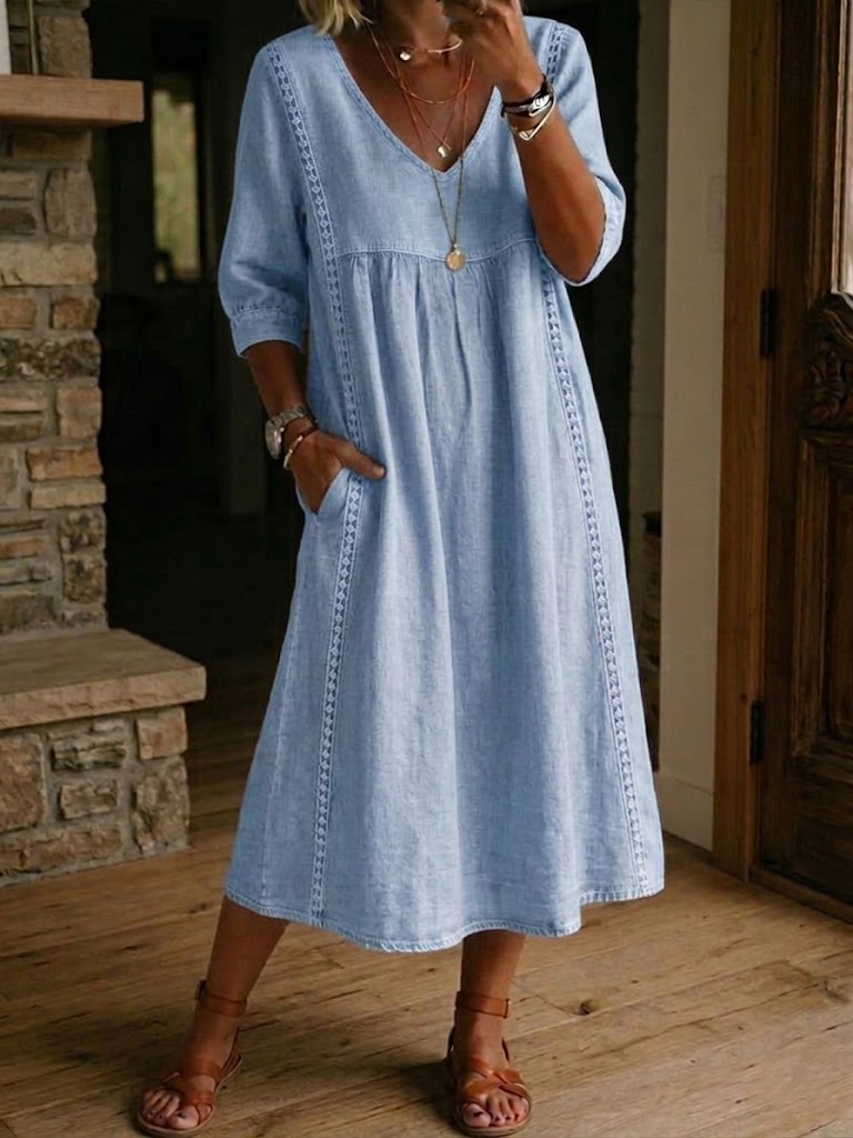 Alba | Long dress with artistic floral design made from premium cotton