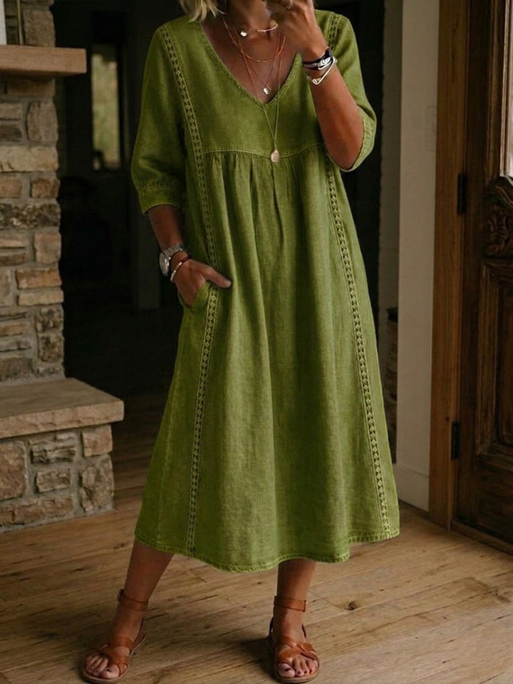 Alba | Long dress with artistic floral design made from premium cotton