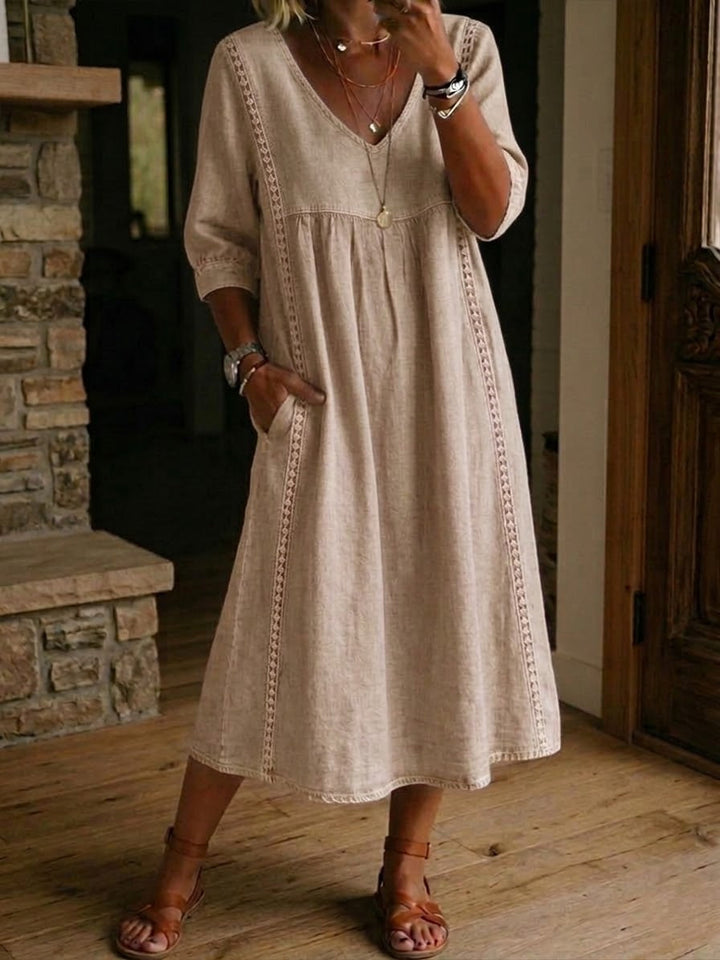 Alba | Long dress with artistic floral design made from premium cotton